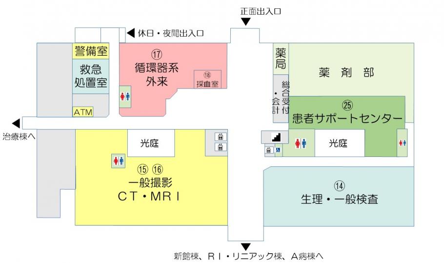 本館棟1階外来案内図